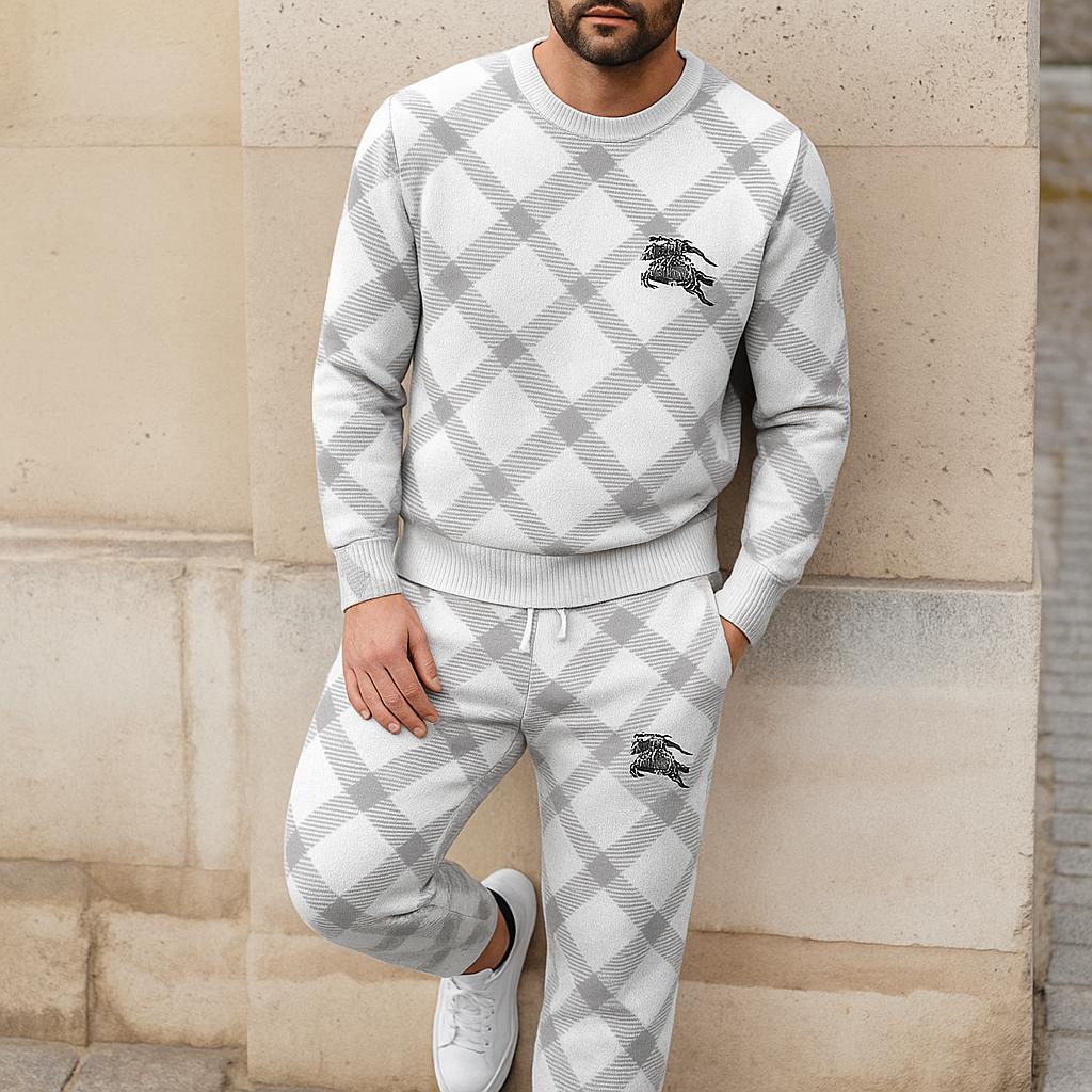 Burberry Plaid Sweater And Pants Set Modern Chic