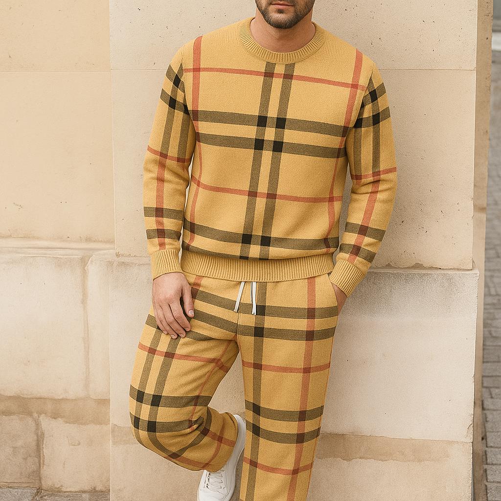 Burberry Plaid Sweater And Pants Set | Timeless Chic Yellow and Green