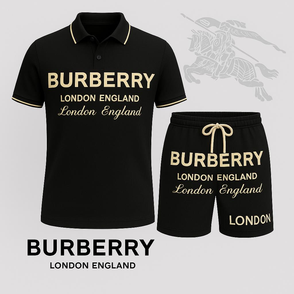 Burberry Polo Short in Black and Gold Luxe