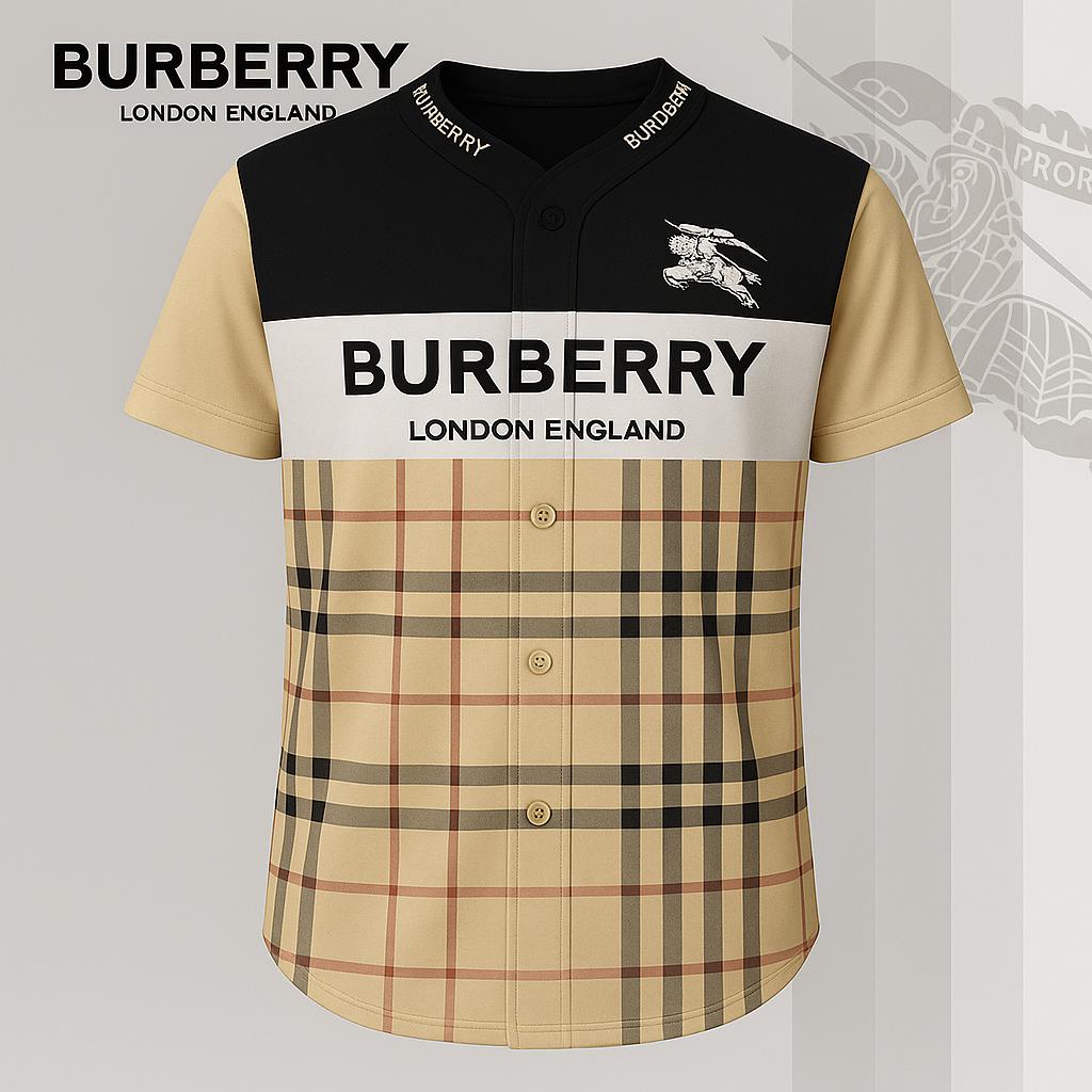 Burberry Premium Baseball Jersey – Iconic Checkered Classic