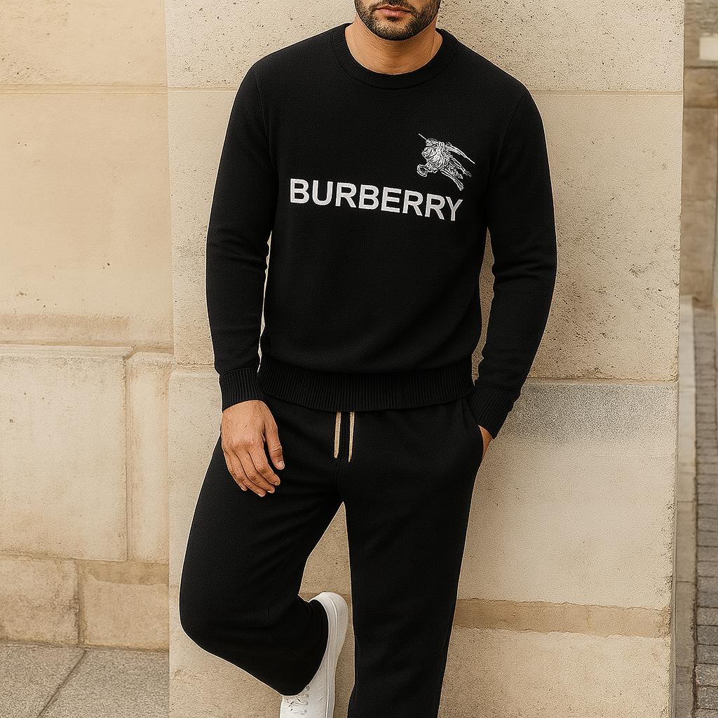 Burberry Premium Sweater And Pants Set | Black Minimalist Style