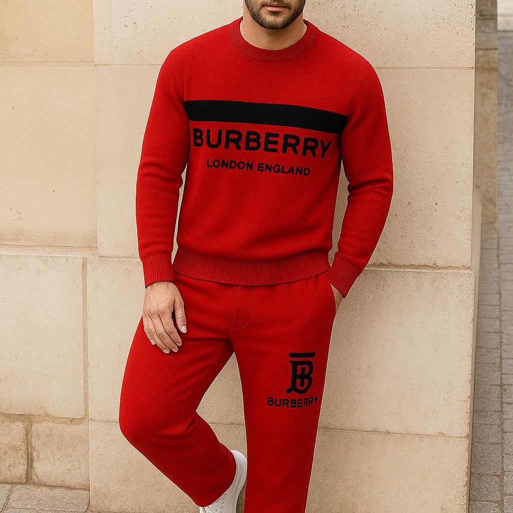 Burberry Red Cashmere Sweater And Pants Set | Luxury Lifestyle Ad