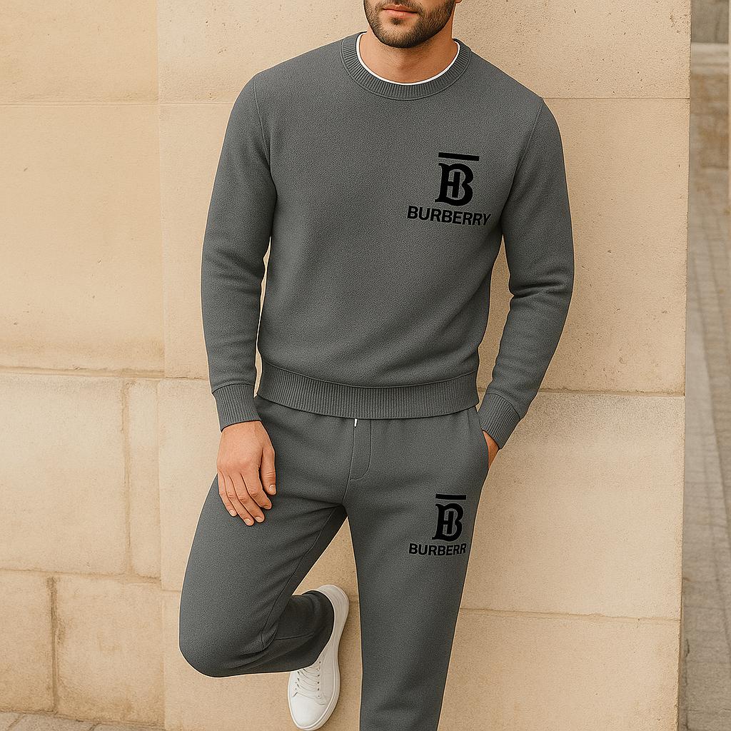 Burberry Statement Gray Sweater And Pants Set | Minimalist Style