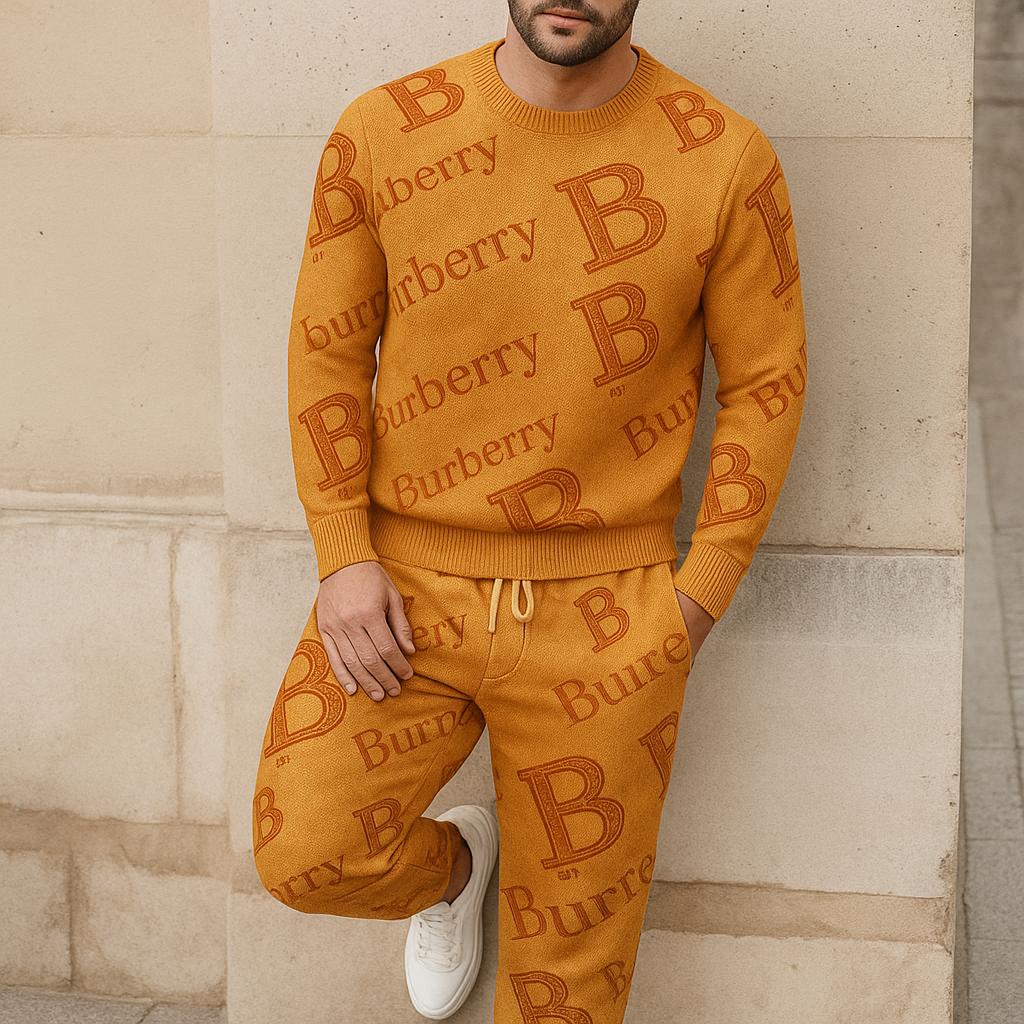 Burberry Statement Sweater And Pants Set in Mustard and Bold Logo Print