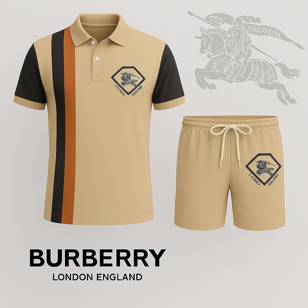 Burberry Striped Polo Short & Shorts Set