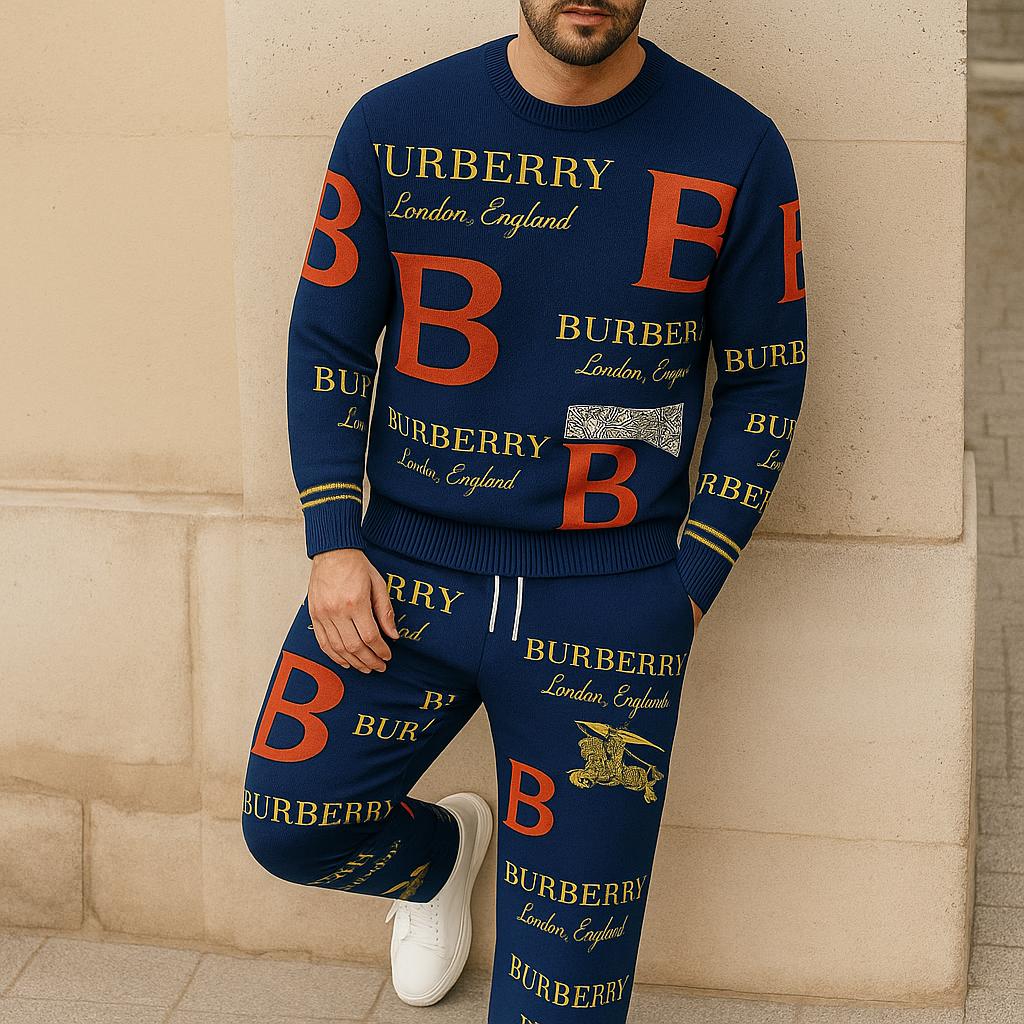 Burberry's Bold Navy Blue Sweater And Pants Set