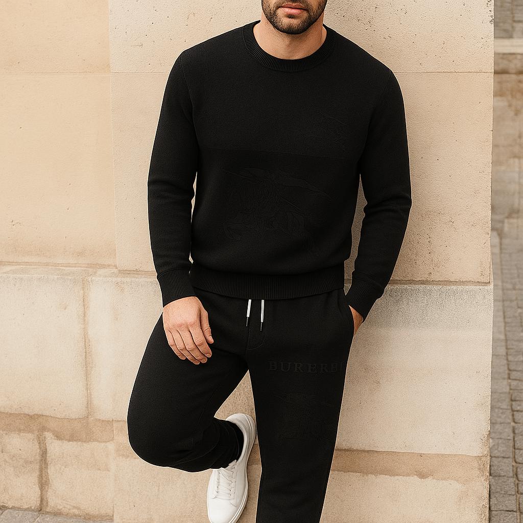 BURERBI Black Cashmere Sweater And Pants Set | Classic Look