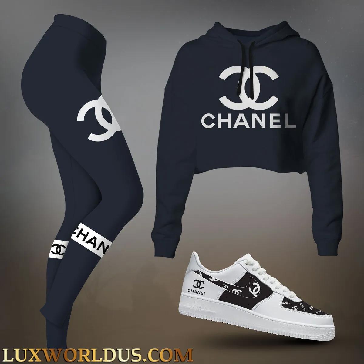 Chanel Black Tracksuit with Iconic CC Logo and Premium Sneakers