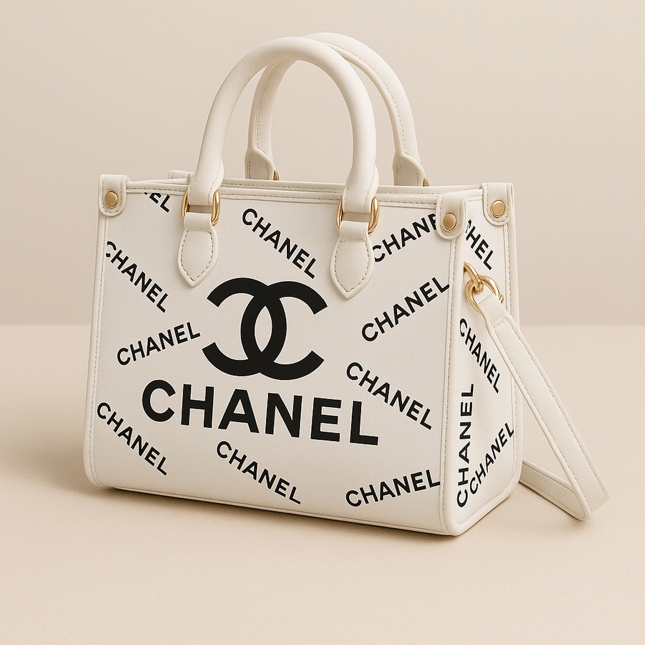 Chanel Bold White Leather Handbag Statement Tote