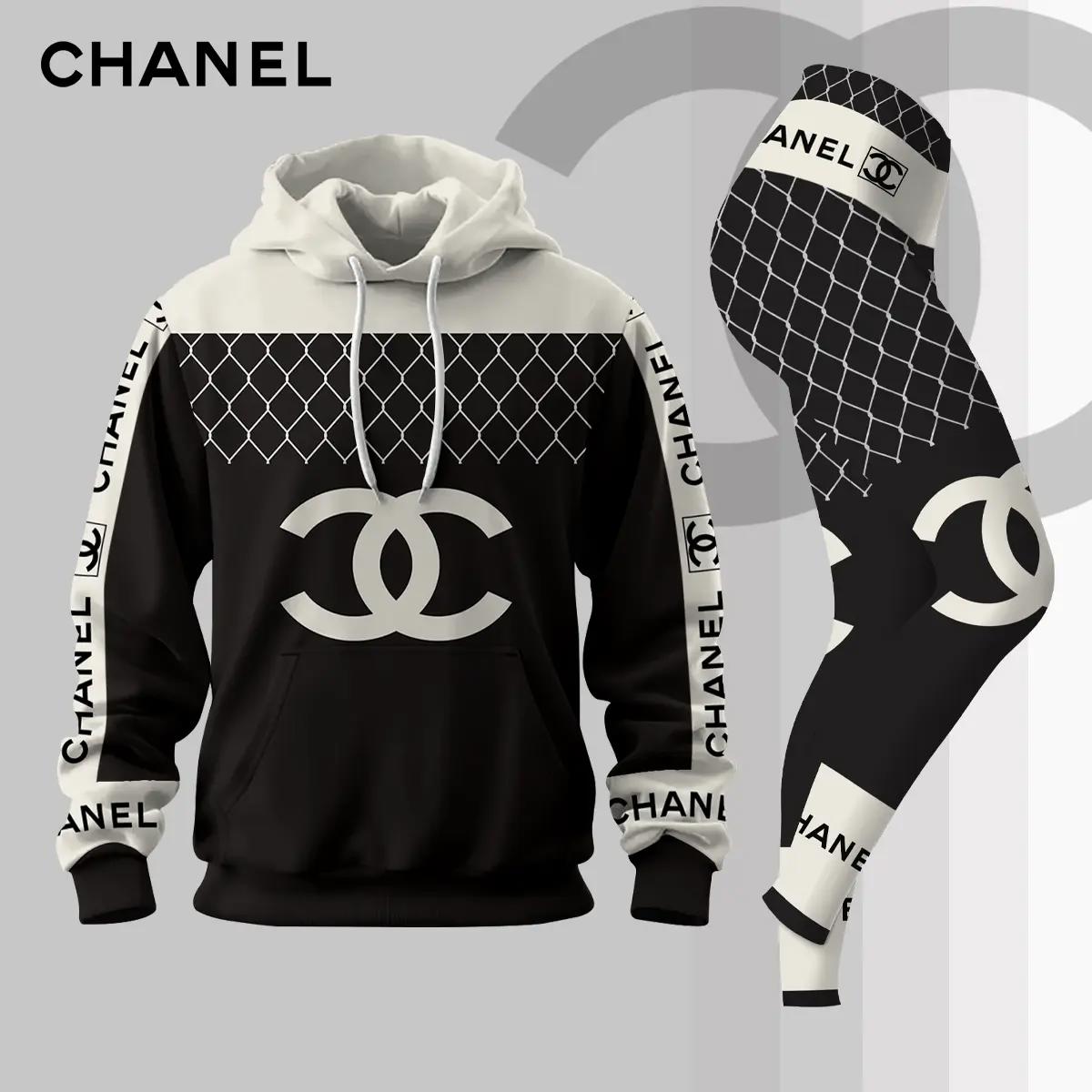 Chanel Classic CC Logo Hoodie and Leggings Set