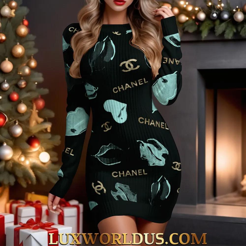 Chanel Classic Lip Print Sweater Dress