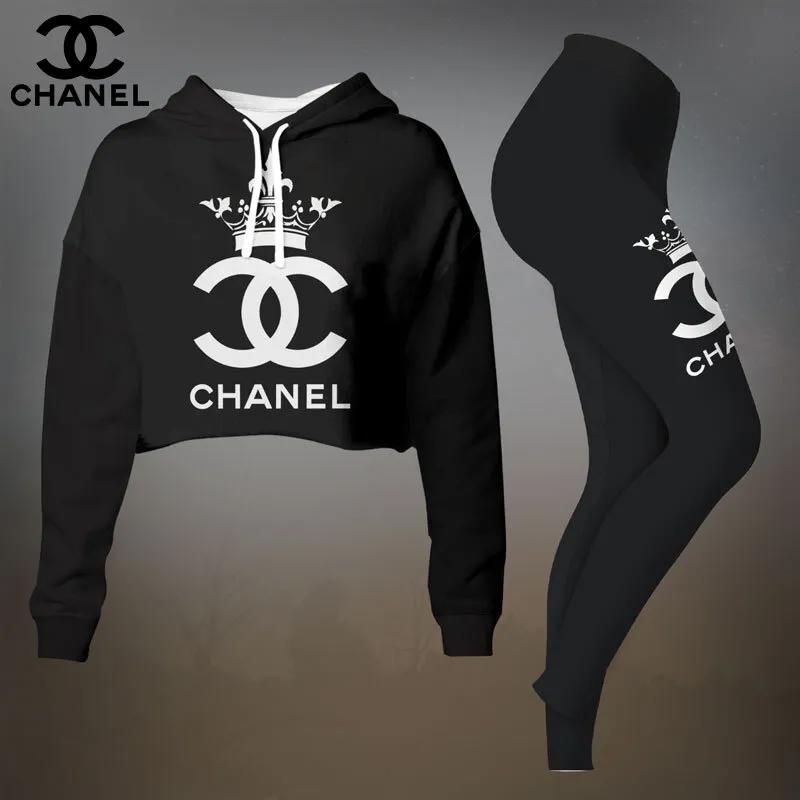 Chanel Crown Logo Hoodie & Leggings Set