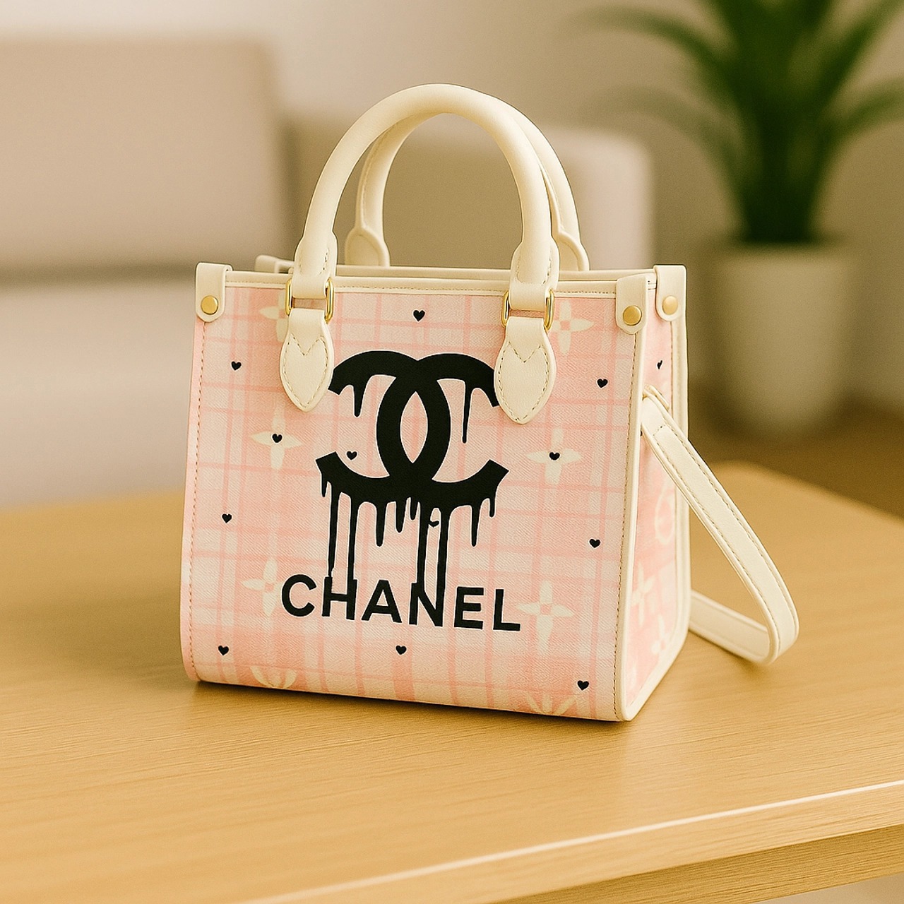 Chanel Dripping Logo Pink Leather Handbag