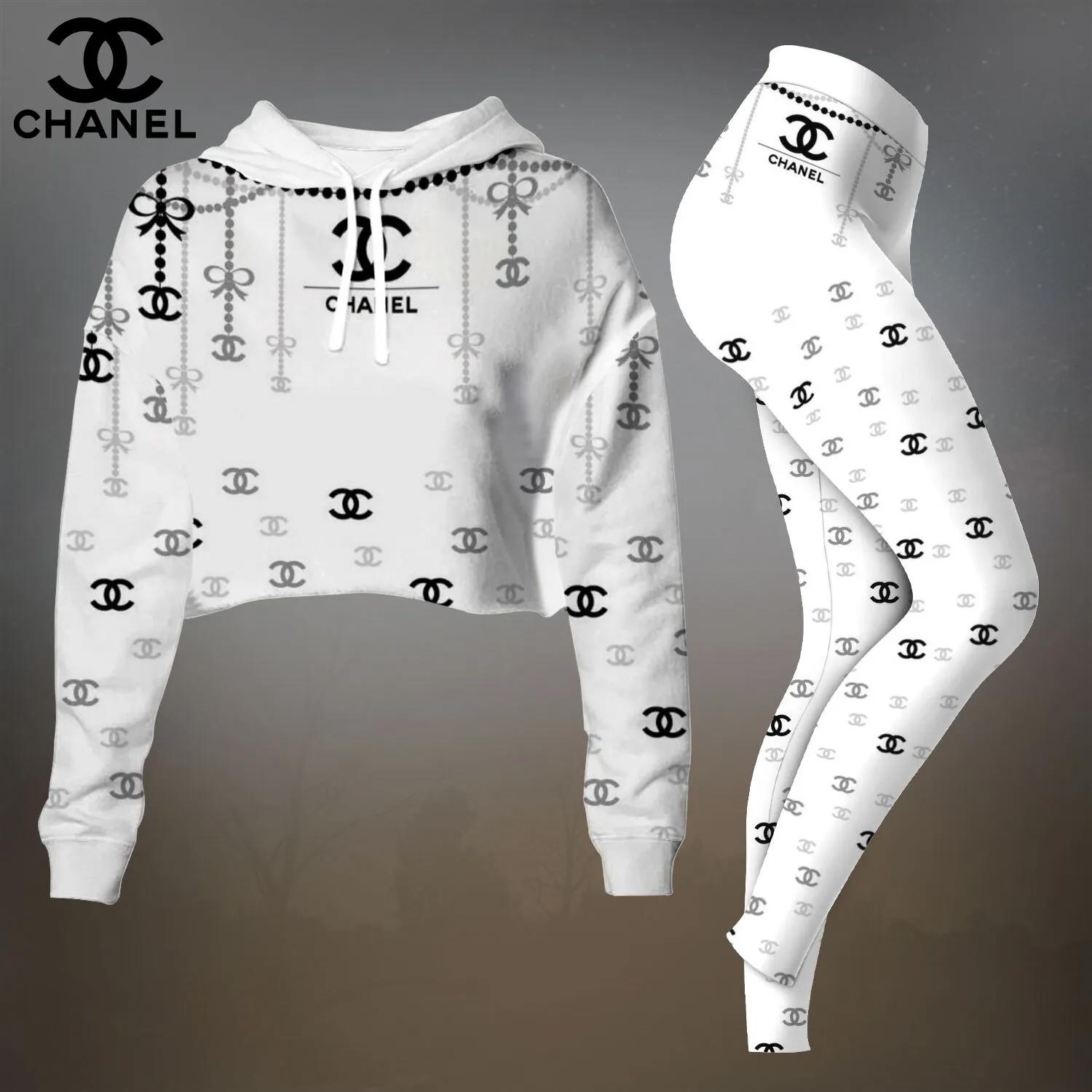 Chanel Exclusive Monogram Crop-Top T-Shirt and Leggings Set - Iconic Luxury Look