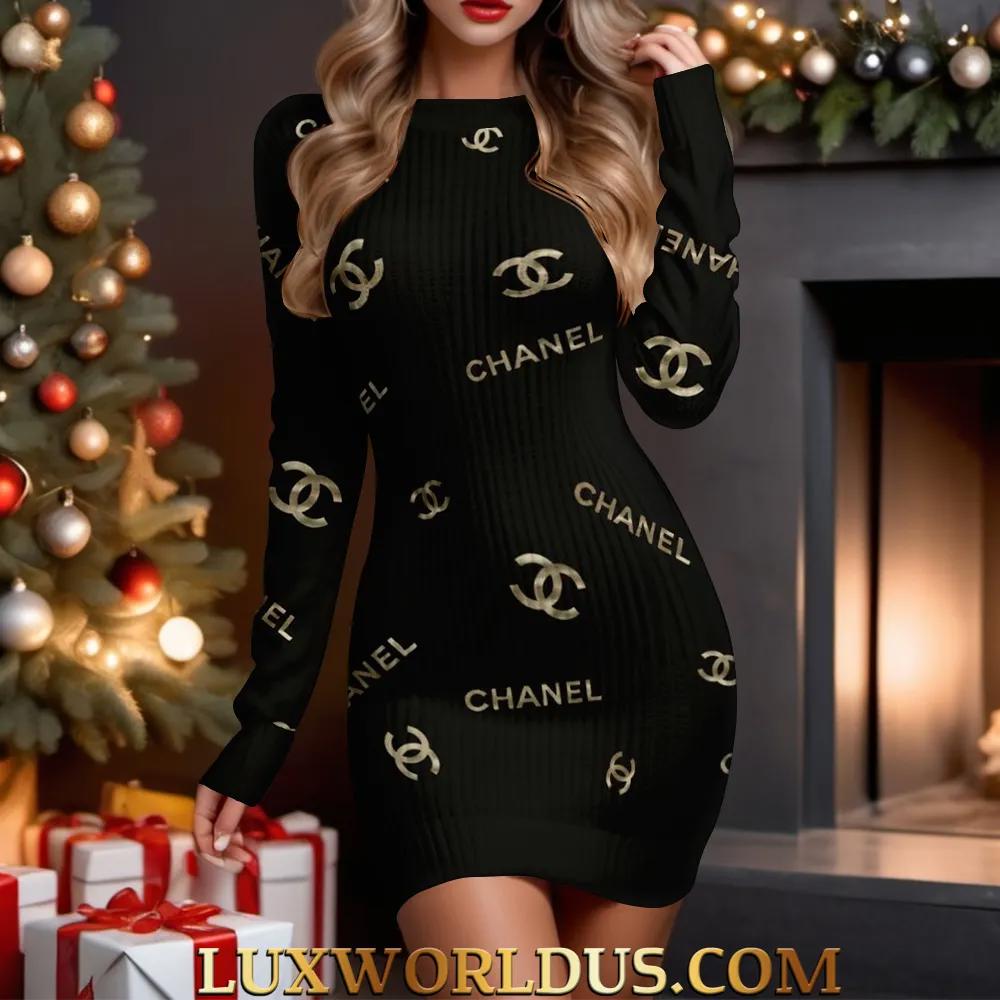 Chanel Iconic Black Sweater Dress