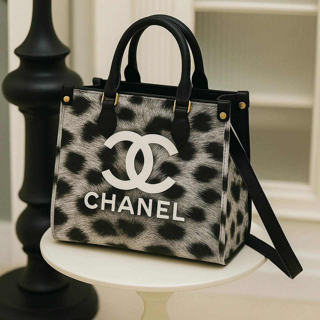 Chanel Iconic Leopard Print Leather Handbag