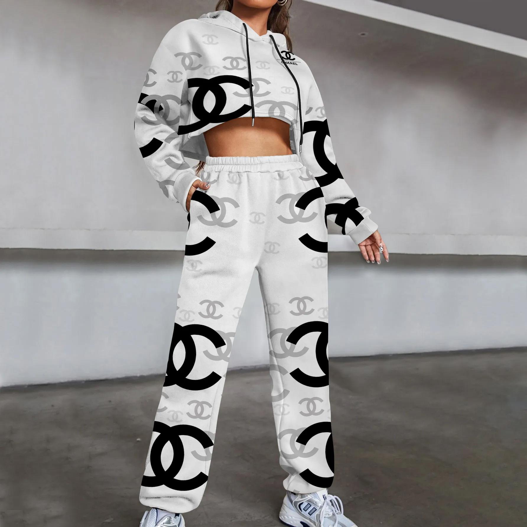 Chanel Iconic Monogram Cropped Hoodie Set