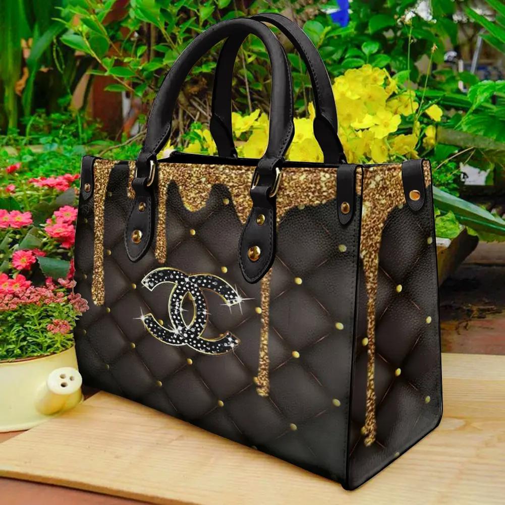 Chanel Iconic Quilted Tote Bag in Black and Gold