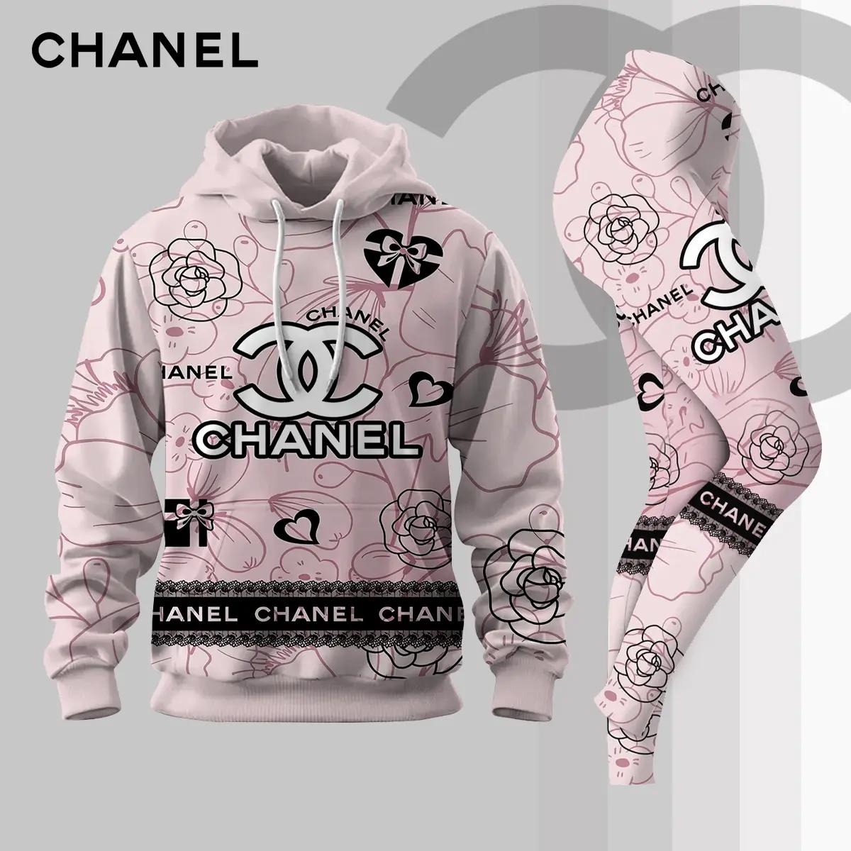 Chanel Iconic Rose Print Hoodie & Leggings Set