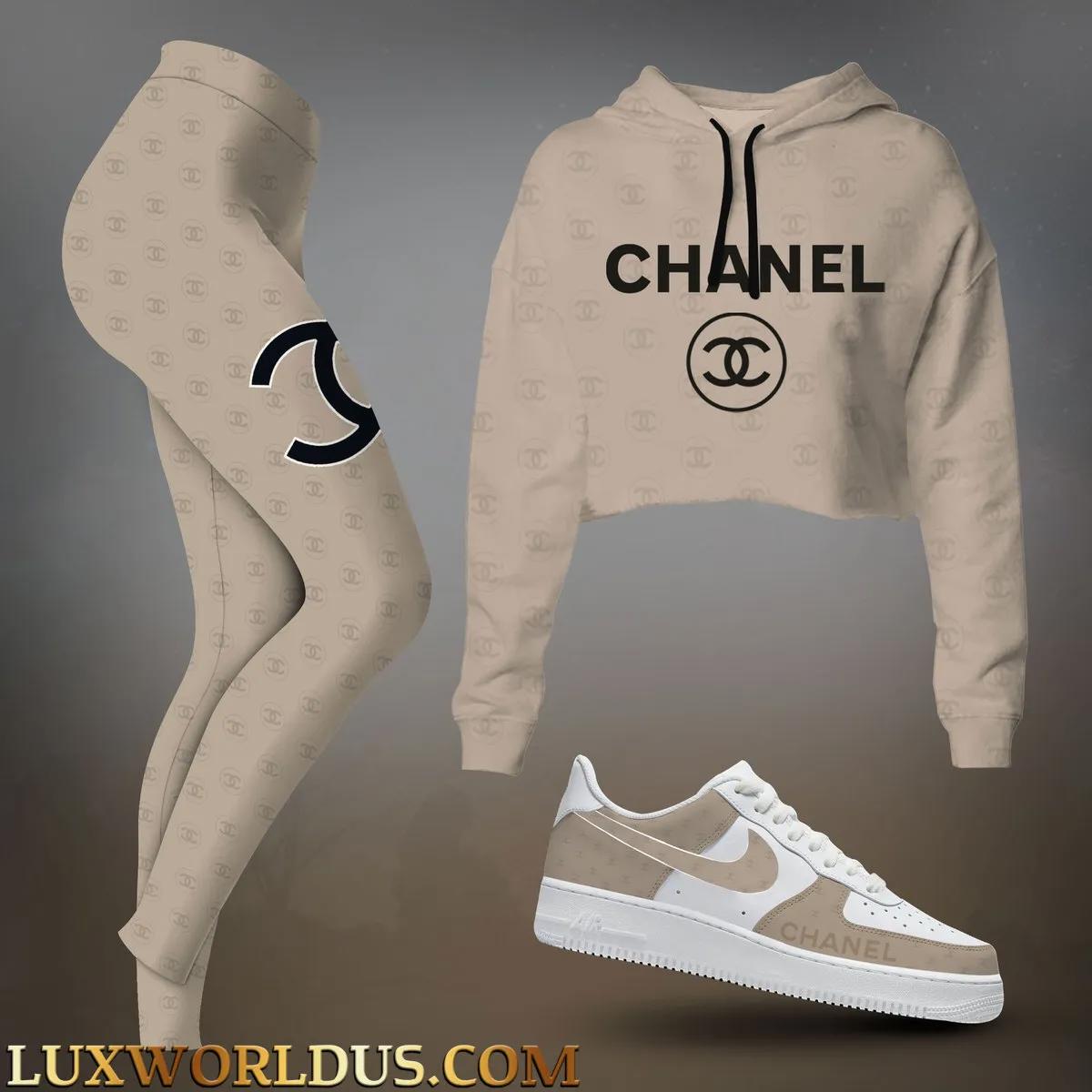 Chanel Leggings and Hoodie Set with Monogram Print