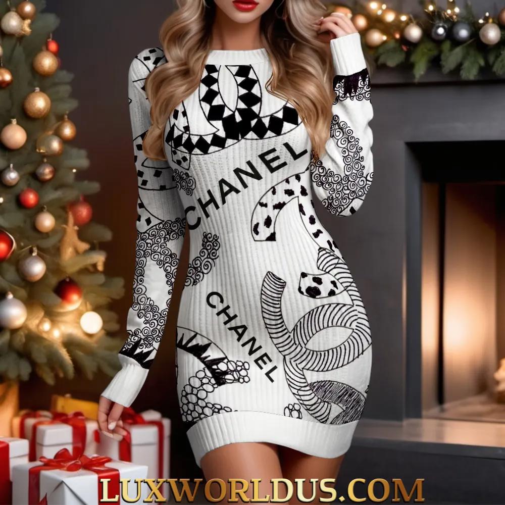 Chanel Limited Edition Sweater Dress in Bold Chic Print