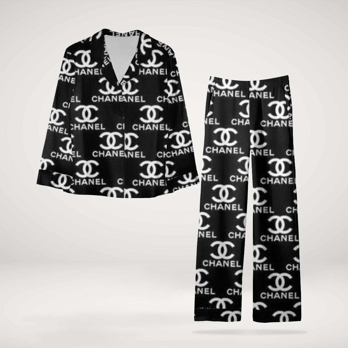 Chanel Luxe Loungewear Set Black & White Logo Print