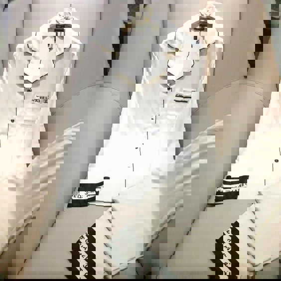 Chanel Luxury Silk Satin Pajama Set in White and Black