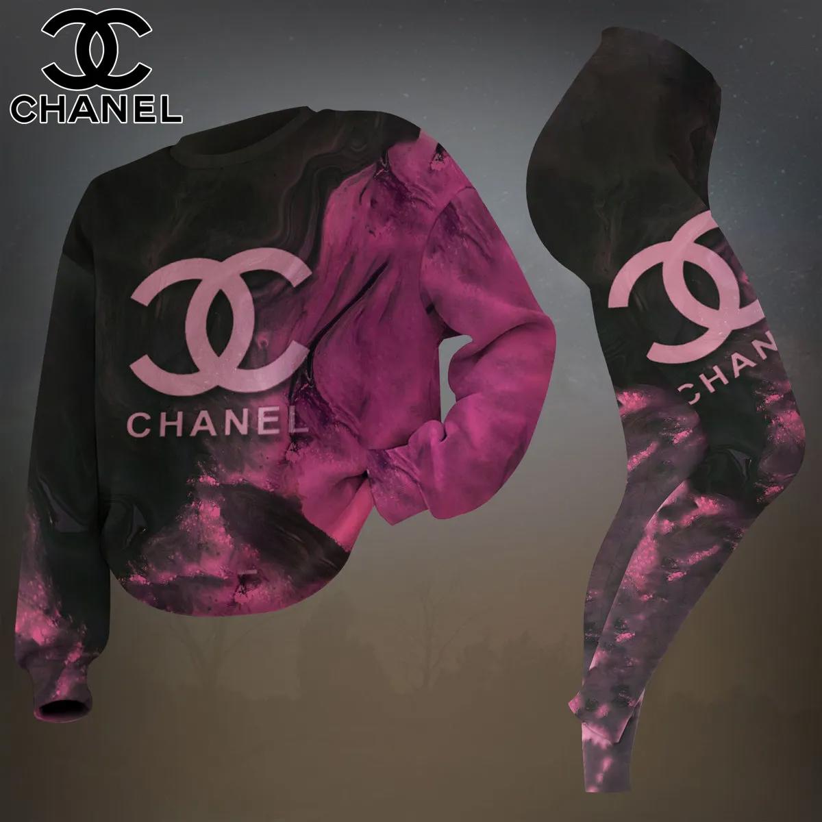 Chanel Luxury Tie-Dye Sweatshirt & Leggings Set