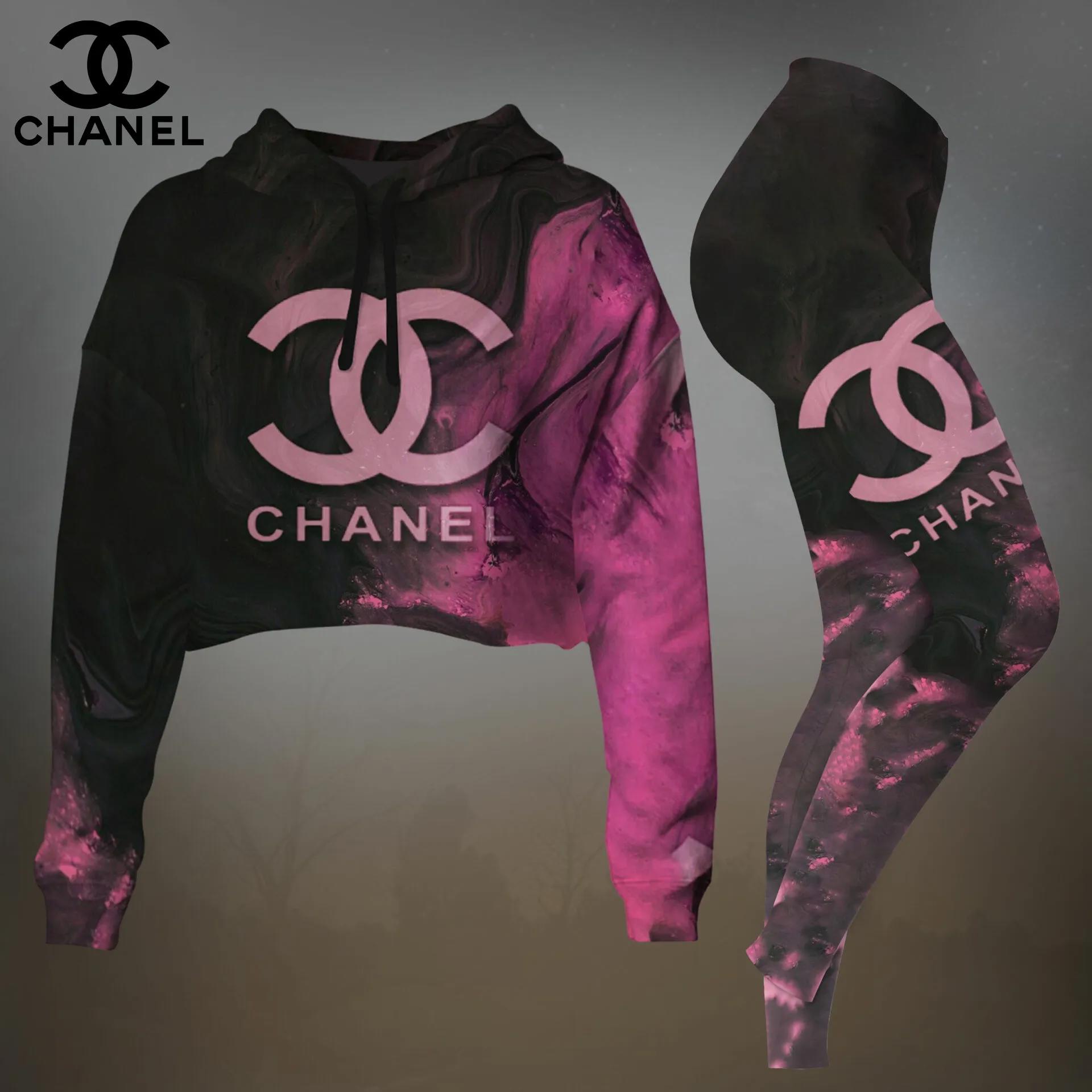Chanel Marble Print Hoodie and Leggings Set