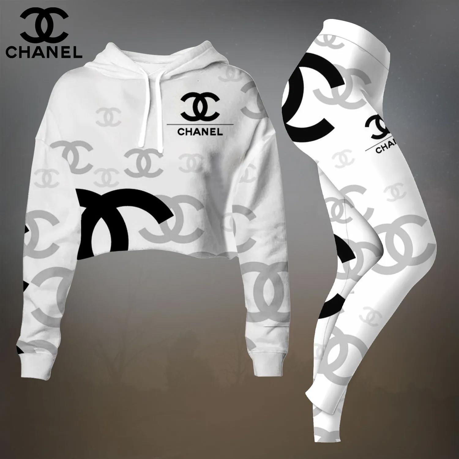 Chanel Monogram Cropped Hoodie and Leggings Set - Chic Premium Edition