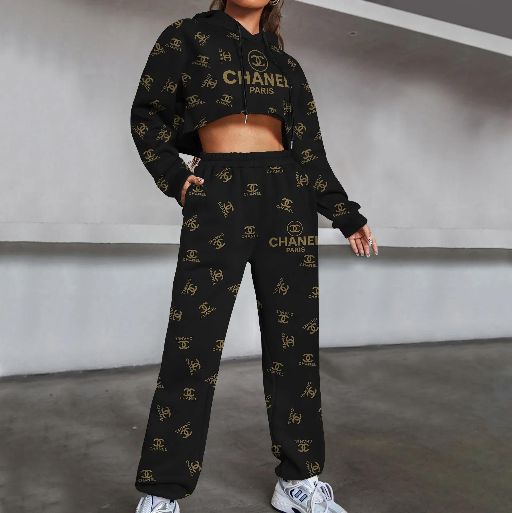 Chanel Paris Luxury Monogram Hoodie and Sweatpants Set