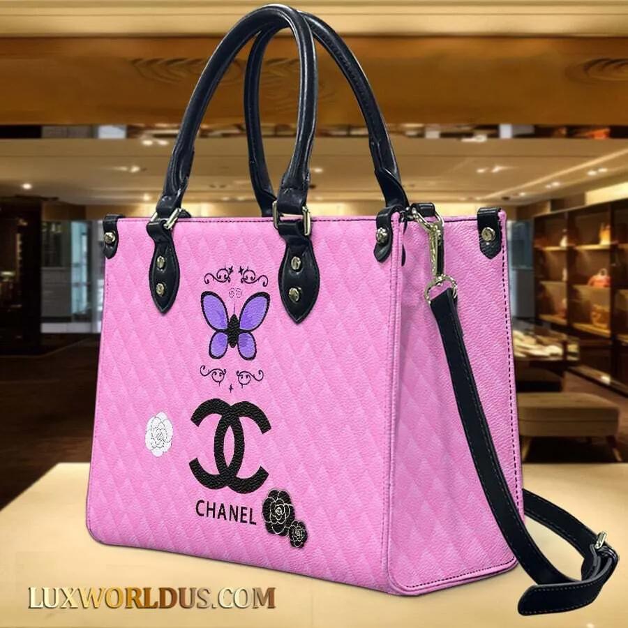 Chanel Quilted Pink Handbag with Butterflies and Flowers