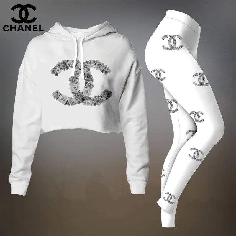Chanel Rose Logo Crop-Top T-Shirt and Leggings Set | Luxury Edition