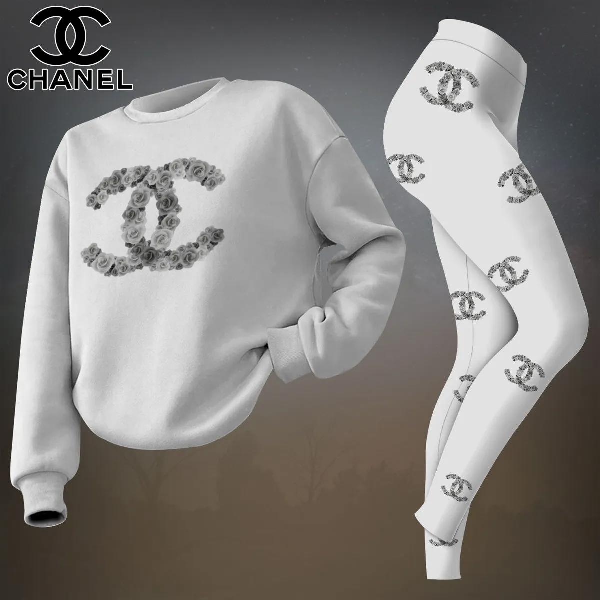 Chanel Rose Logo Sweatshirt & Leggings Set - Luxe Edition