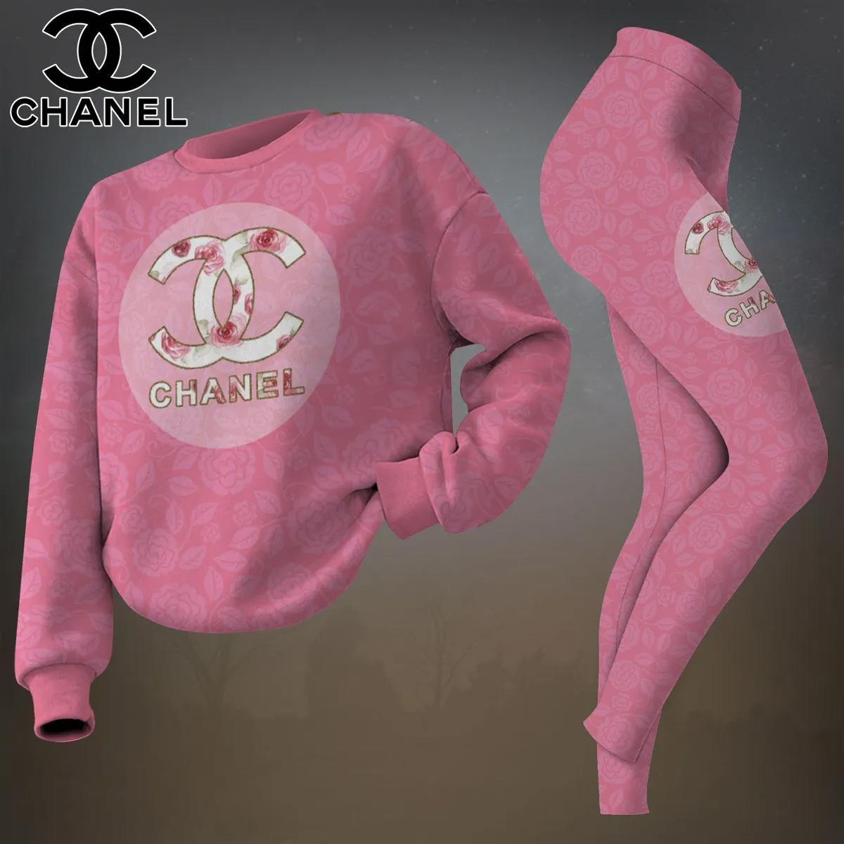Chanel Rose Patterned Sweatsuit Set