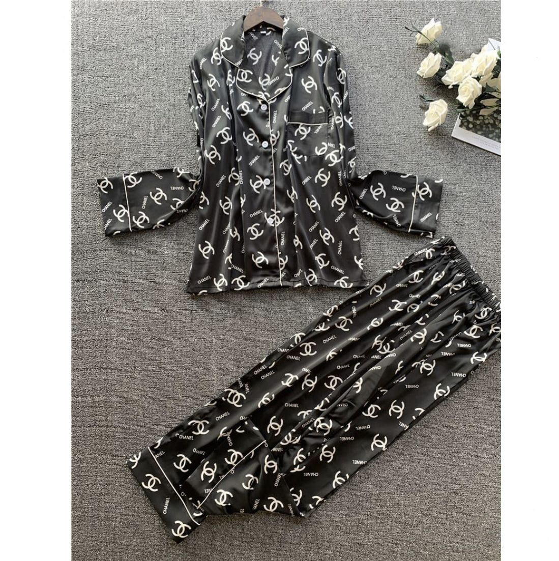 Chanel Signature Logo Silk Pyjama Set Elegance