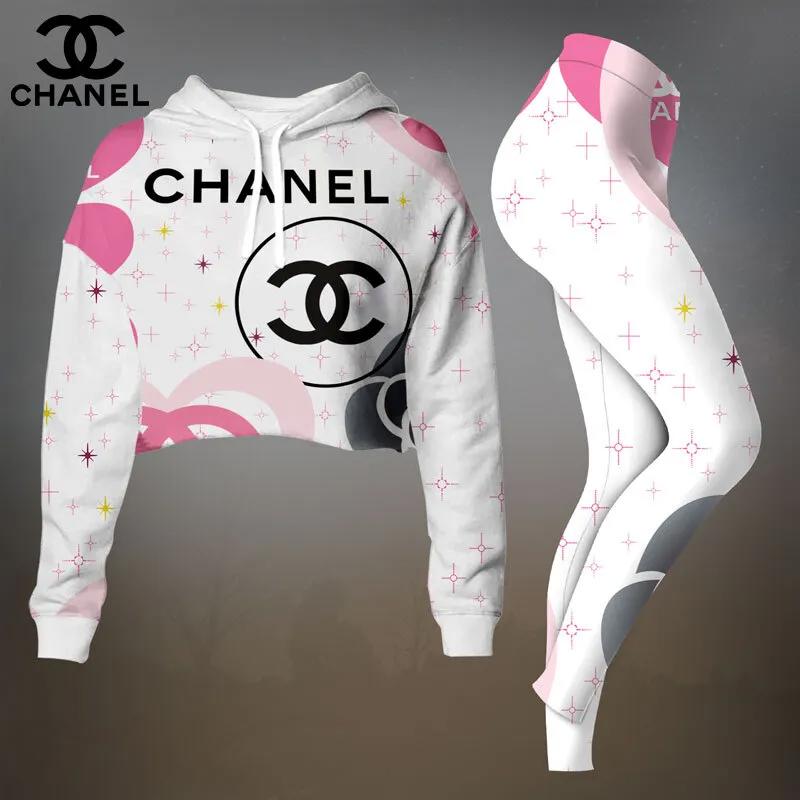 Chanel Statement Print Cropped Hoodie