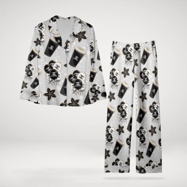 Chanel Vintage Coffee Print Pajama Set