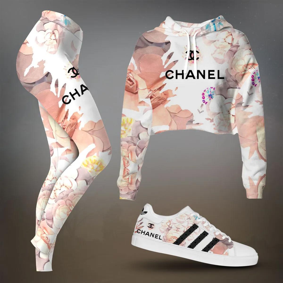 Chanel's Floral Crop-Top T-Shirt and Leggings Set, Chic & Luxe Edition
