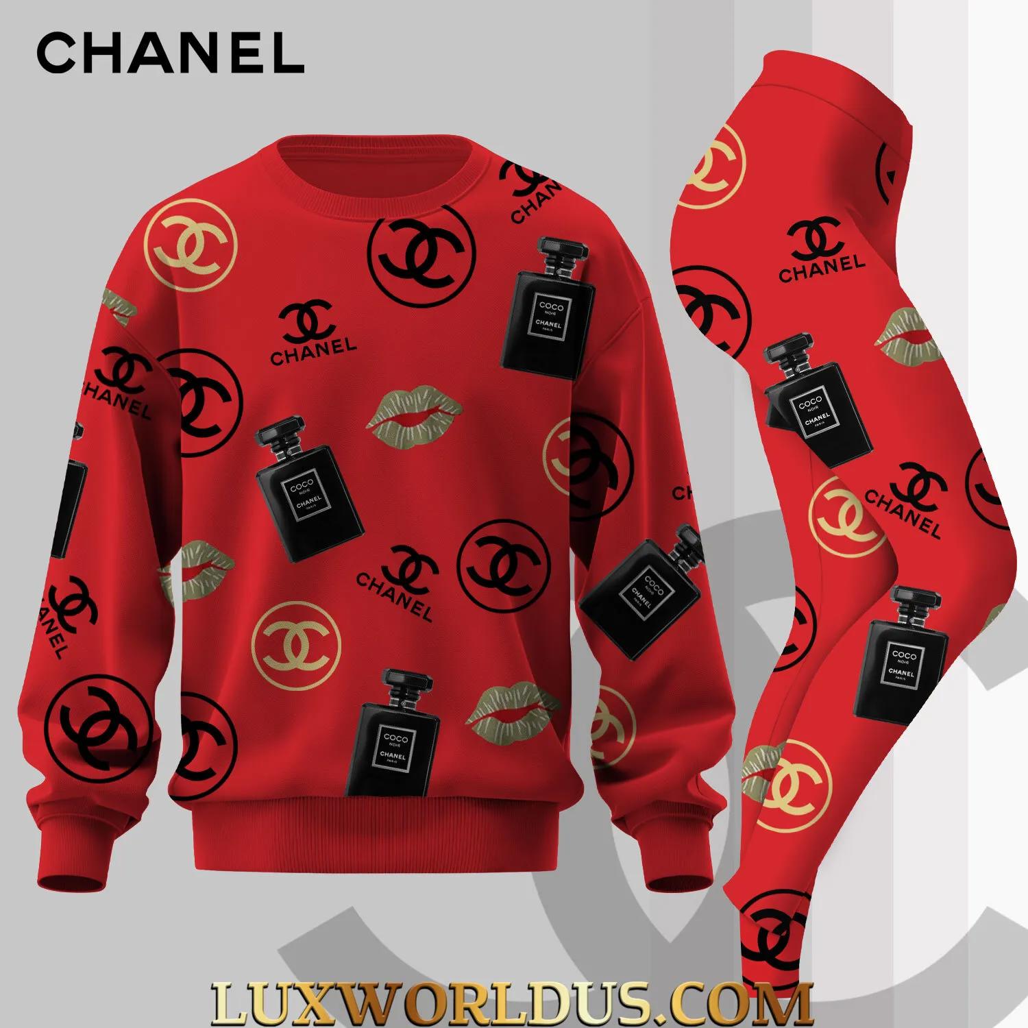 Chanel's Red Luxe Prints Sweatshirt & Leggings Set
