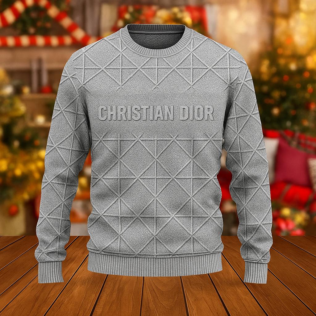 Christian Dior Luxe Textured Gray Sweater