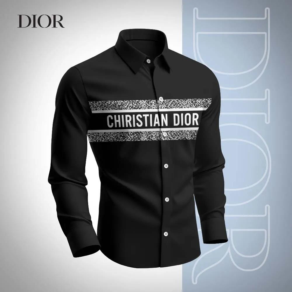 Christian Dior Luxury Black Statement Long Sleeves Shirt