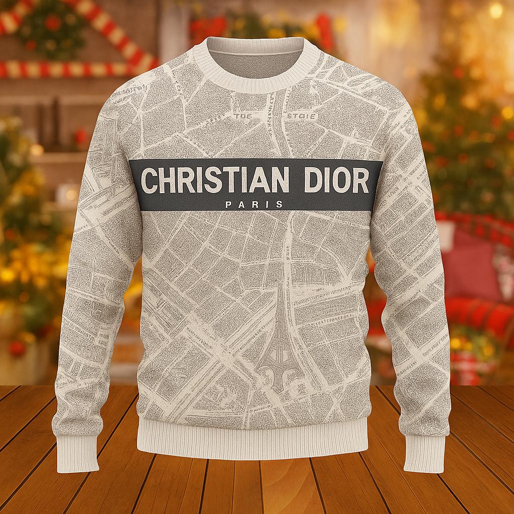 Christian Dior Paris Map Print Sweater