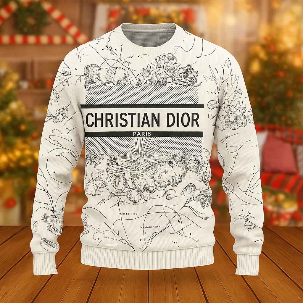 Christian Dior Paris Sweater in Bold Sketch Print