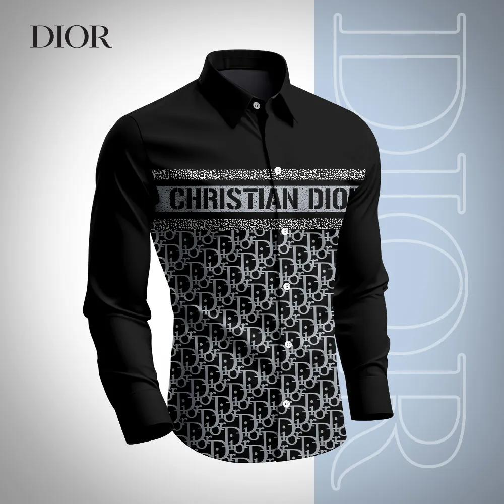 Christian Dior Premium Long Sleeves Shirt and Statement Black Logo Print