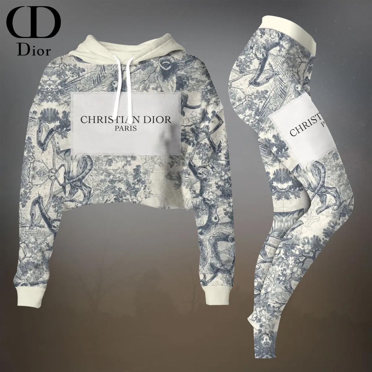 Christian Dior Statement Print Crop Hoodie