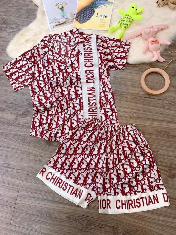 Christian Dior Statement Sleepwear Iconic Red Monogram Pajamas Set