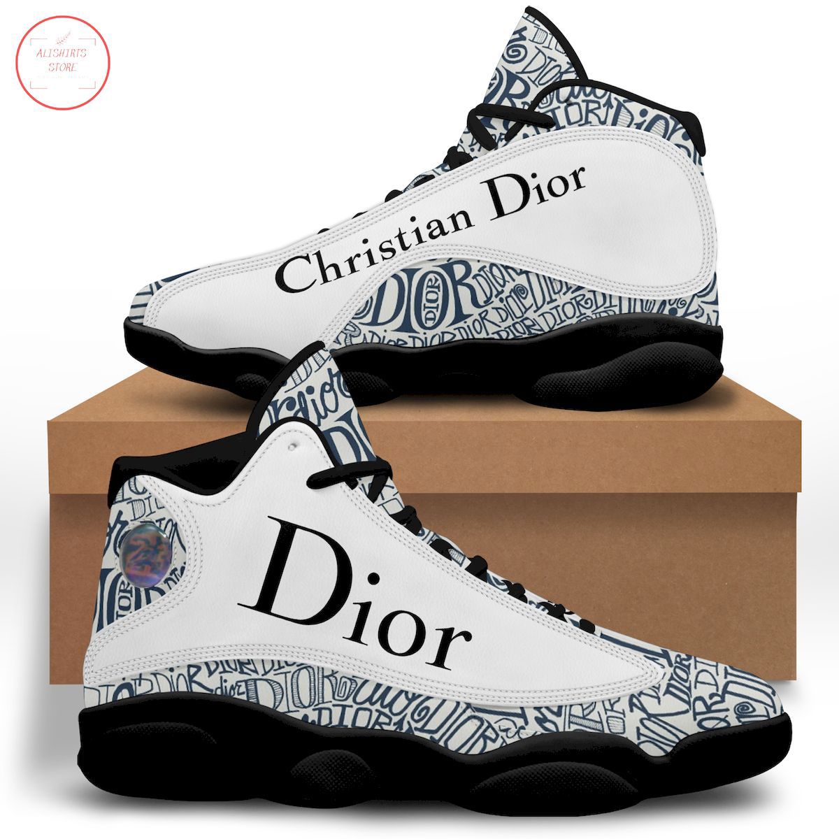 Christian Dior x Air Jordan 13 High White Textured Sneaker