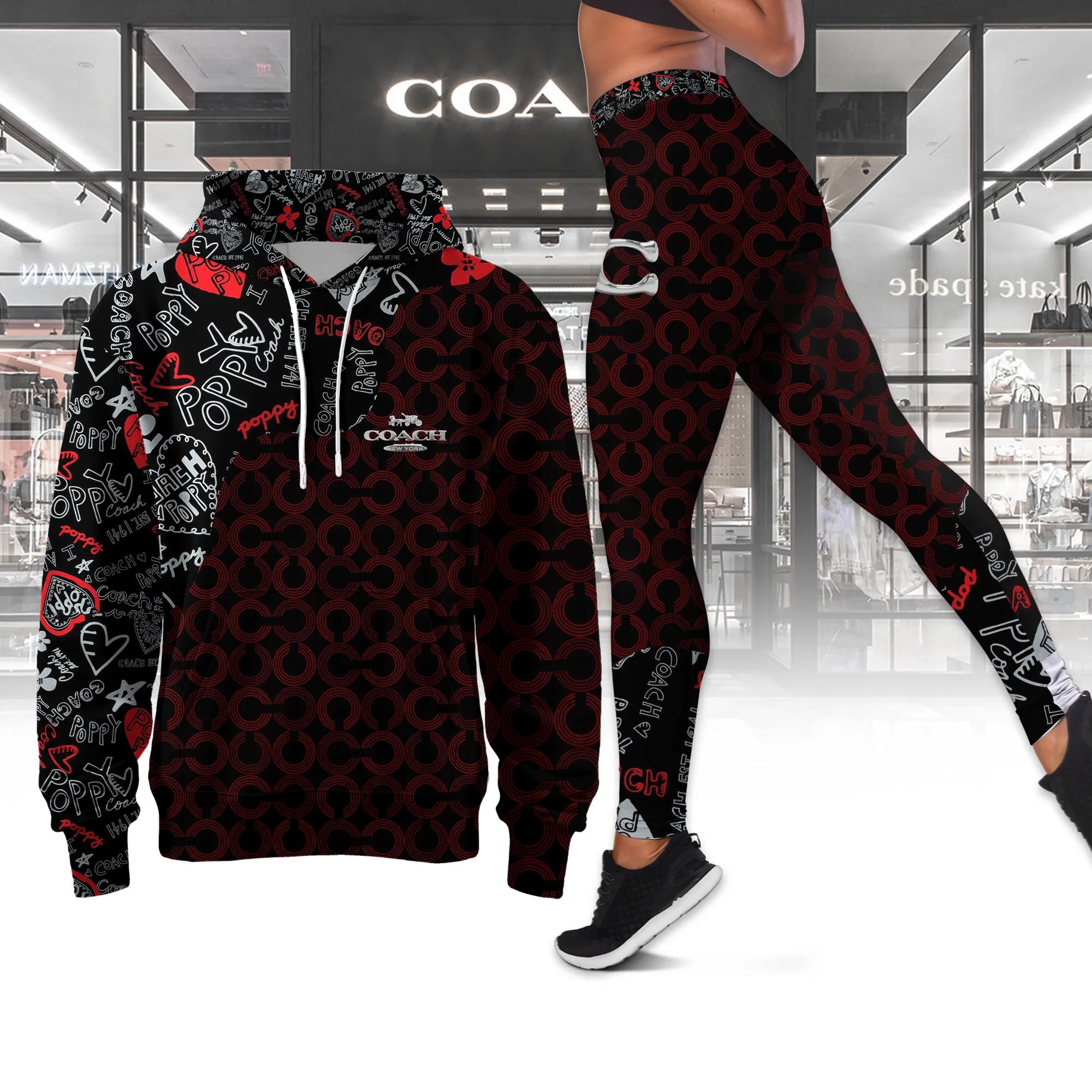 Coach Bold Black Monogram Hoodie & Leggings Set