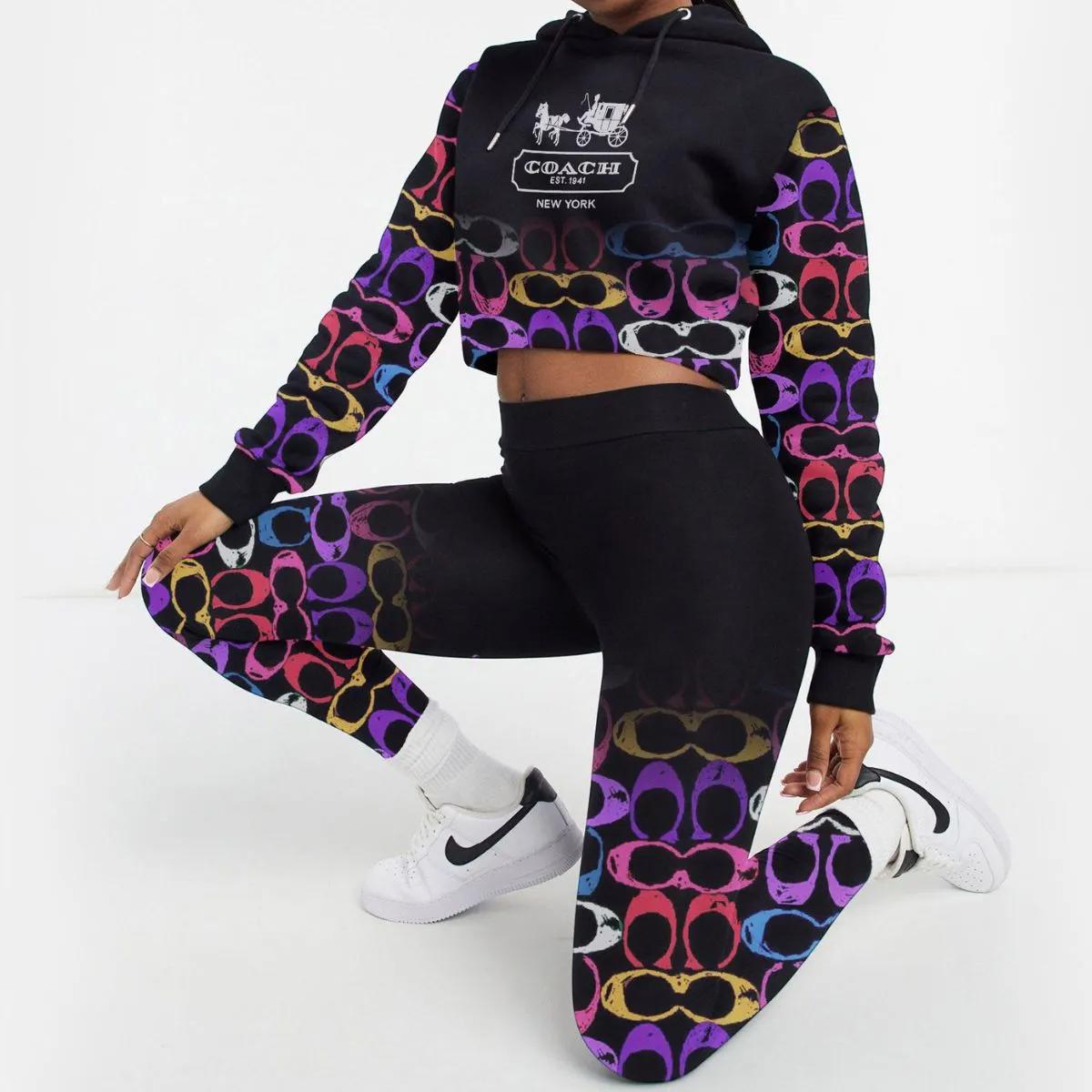 Coach Bold Multi-Colored Signature Crop Hoodie